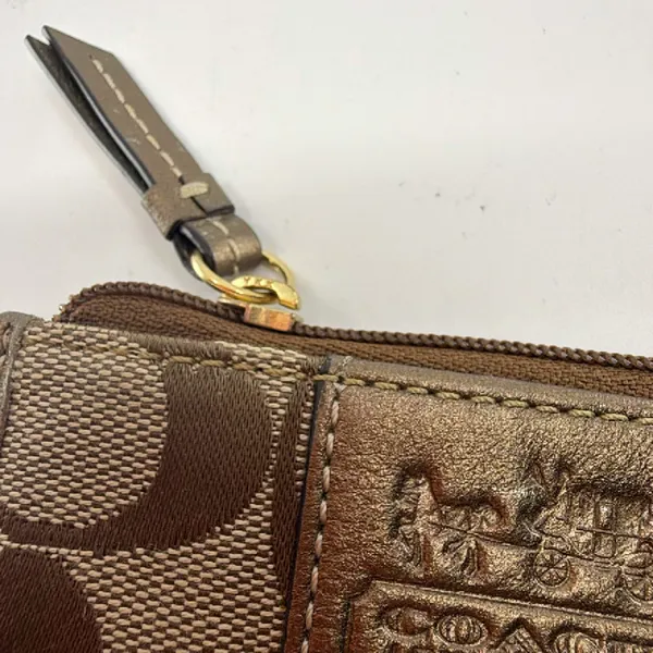 Coach Mini Skinny Brown Signature C Canvas Coin Case - Image 3