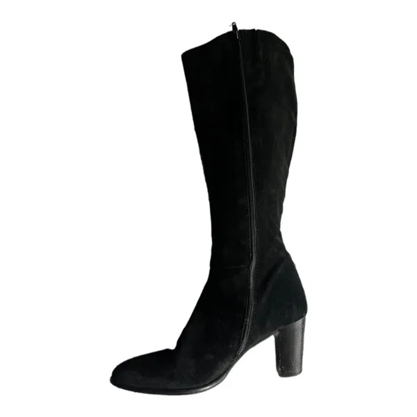 Lavorazione Antigiana Black Italian Suede Leather Heeled Tall Boots Size 9 - Image 2