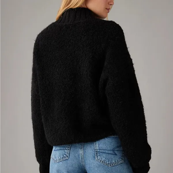 AE Bouclé Mock Neck Sweater Black M Black Size M - Image 2