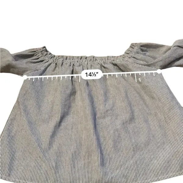Brandy Melville Gray & White Striped Off The Shoulder 3/4 Sleeve Top‎ One Size - Image 5