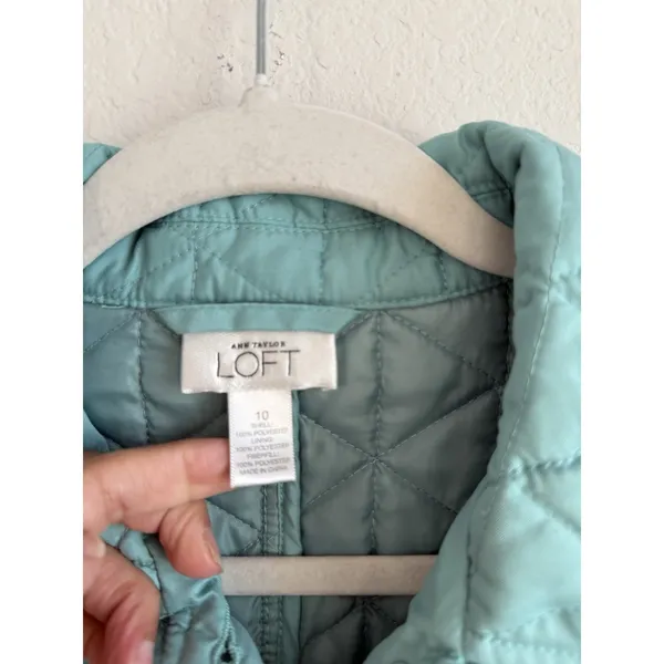 Ann Taylor Loft Women's Mint Green Quilted Puffer Jacket Lightweight Size‎ 10 - Image 7