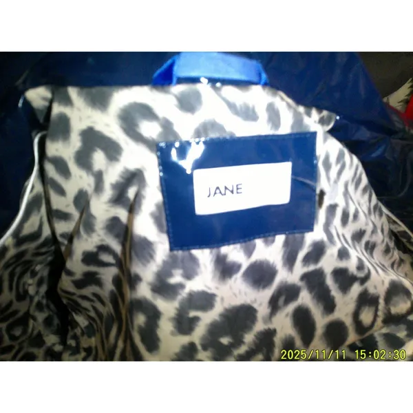 New NWT $325 Jane Post Iconic Princess Slicker Rain Coat Hood Women S Teal Navy - Image 4