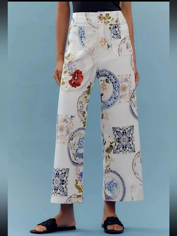 NWT Anthropologie The Colette Cropped Wide-Leg Pants Magic Fabric Edition sz 26 - Image 3