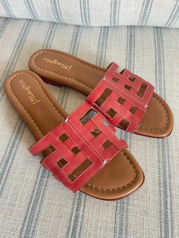 J. McLaughlin Willa Leather Cutout Geometric Slide Sandals Size US 7 - Image 2