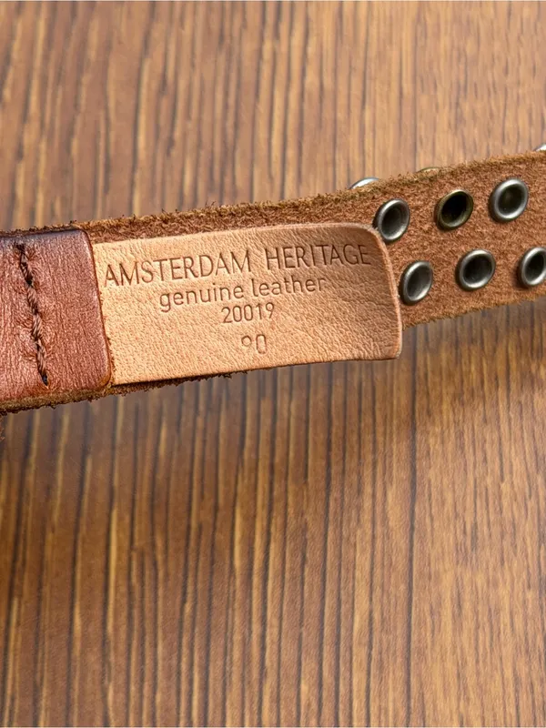 Amsterdam Heritage Chiara Skinny Studded Leather Belt Brown M/L 95 Boho - Image 5