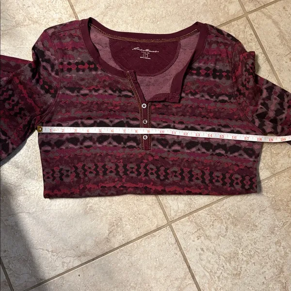 Eddie Bauer Women’s Boho Maroon Quilted Top Western SZ L - Image 8