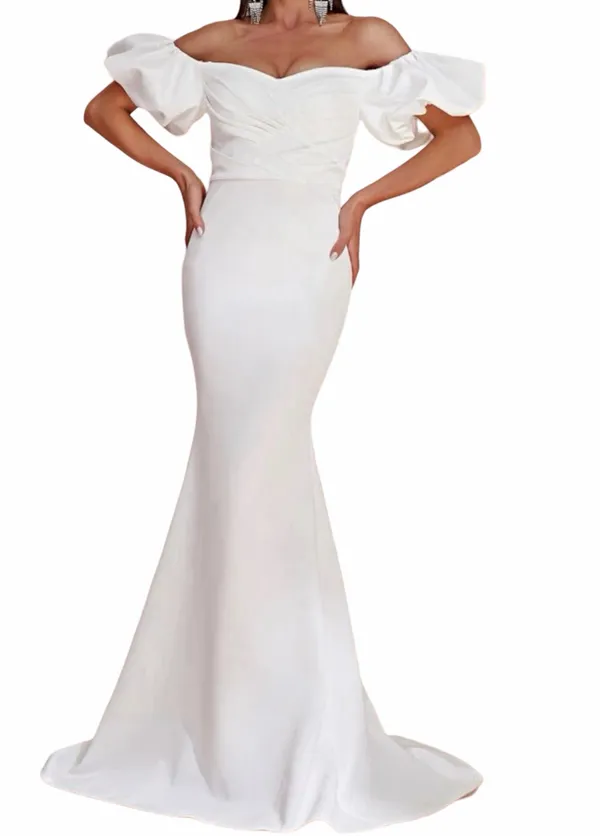 Boutique White Off-The-Shoulder Prom/Formal Dress Maxi - Image 4