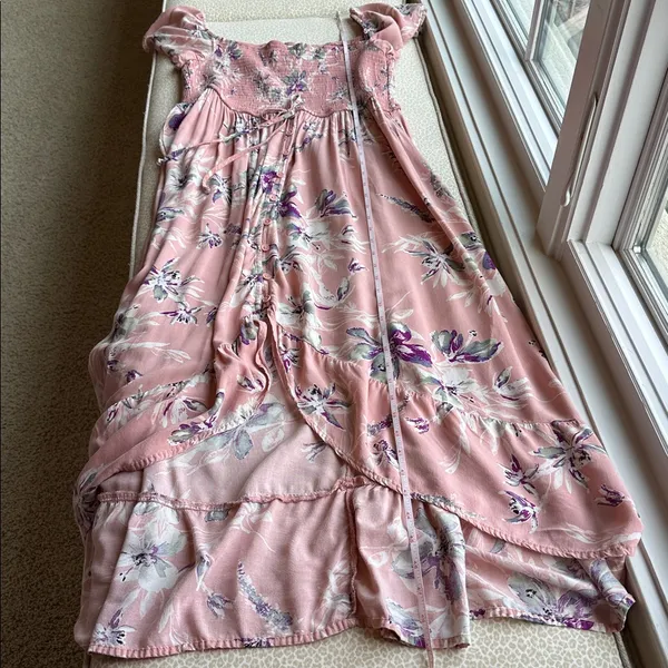 Xhilaration Smocked Blush Pink Floral Hi-Lo Dress XL - Image 10