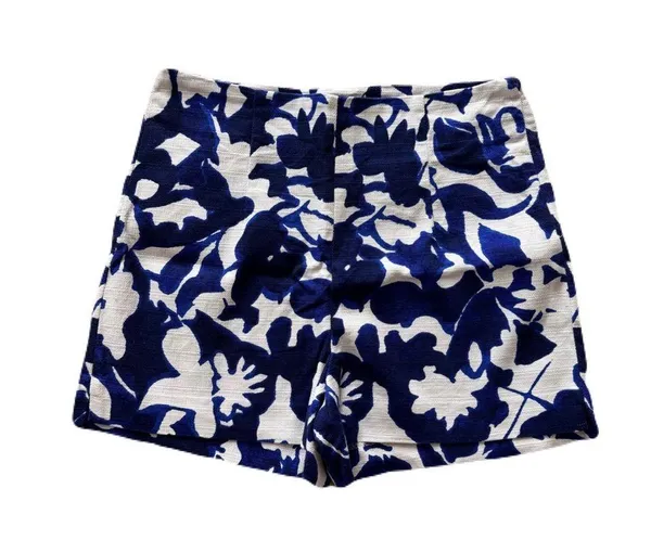 Women's Zara Blue and White High Waist Shorts with Bold Print Floral Size S - Image 2