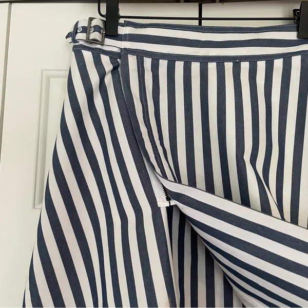 Maeve Anthropologie Pinstripe Midi Skirt Asymmetrical Belted Sz 4 - Image 5
