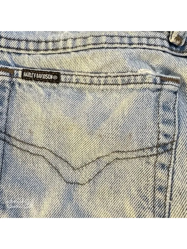 Harley-Davidson Vintage Biker Blues High-Waist Denim Cutoff Shorts USA Made - Image 4