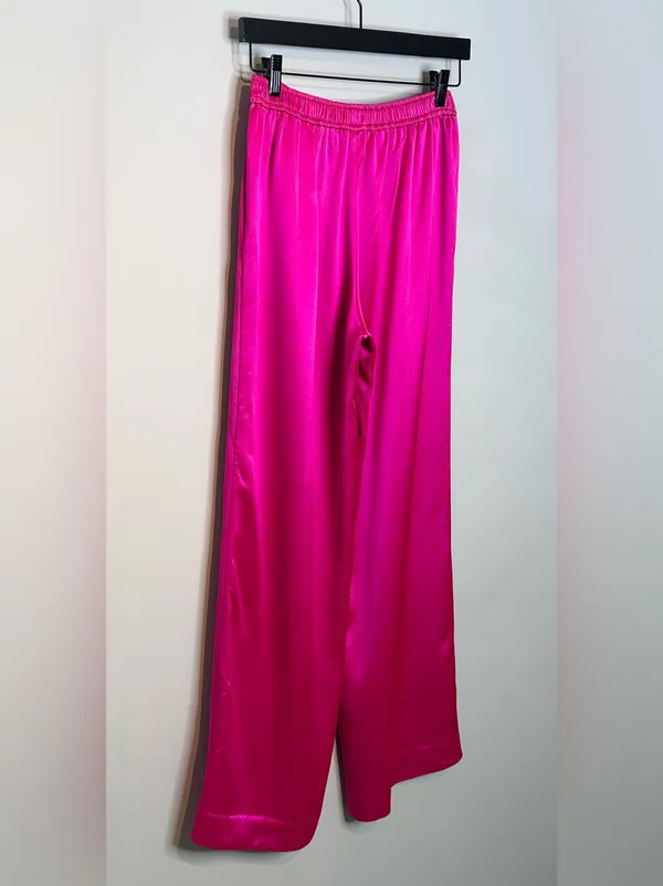 Retrofête Kasha Neon Pink Satin Wide Leg Pant - Image 8