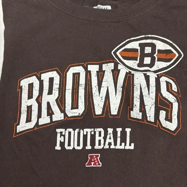 NFL Team Apparel Brown & White Cleveland Browns Football Women's Tee Size Medium - Image 3