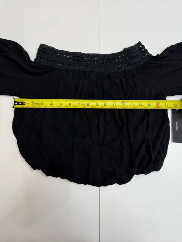 Lulu's Black Off-Shoulder Crochet-Trim Blouse size XS - Image 6