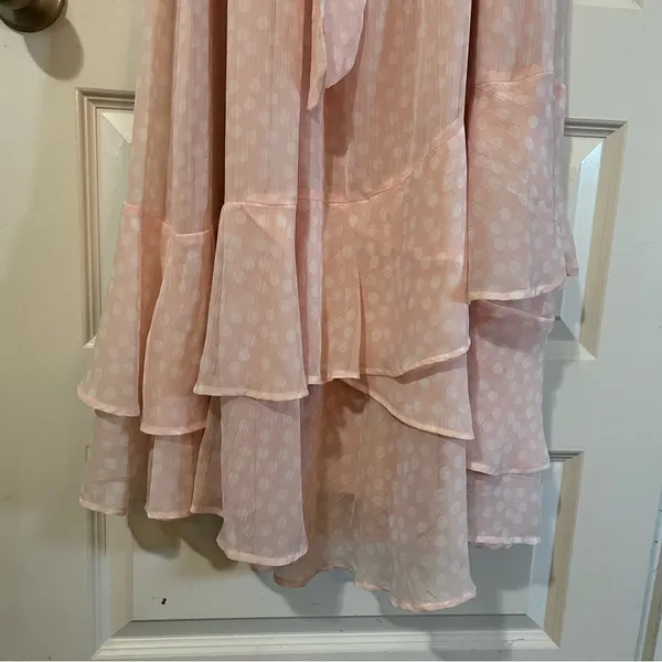 Calvin Klein Light Pink Polka Dot Chiffon Flowy Halter Dress Sz 14 NWT - Image 7