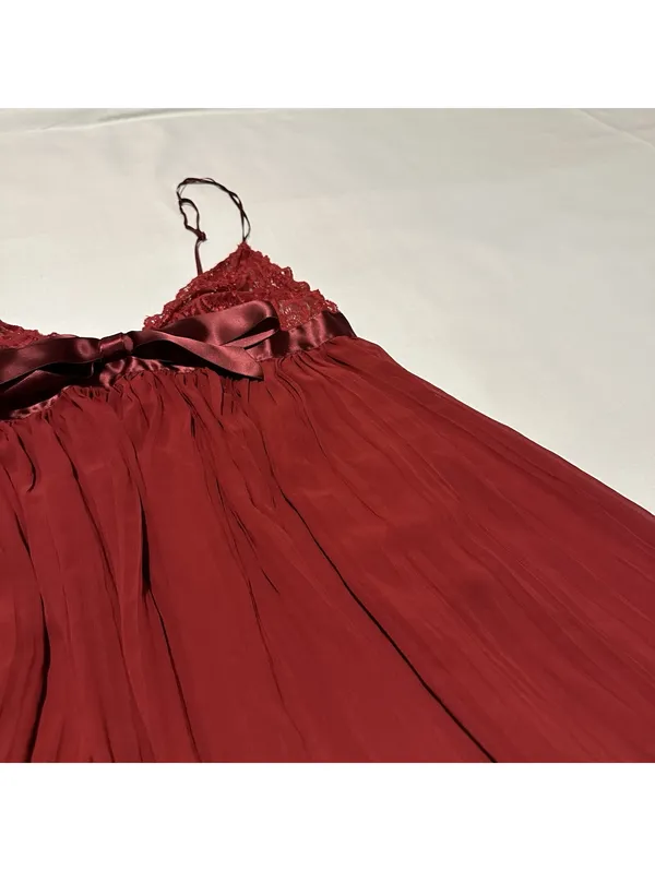 Victoria’s Secret Red Babydoll Slip Lingerie Lace Sheer Mesh Satin Bow XL - Image 12