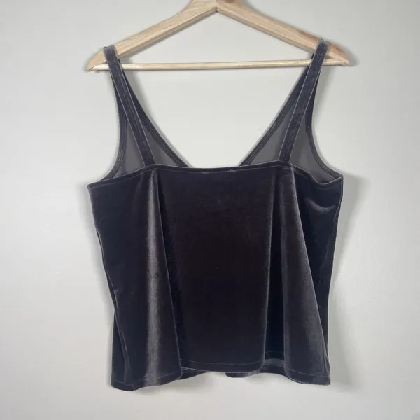 Madewell Velvet V Neck Tank Top Size M Brown Preppy‎ Boho Coquette Date Night - Image 4