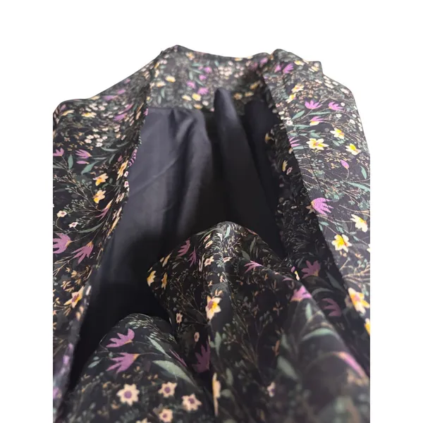 Dark Romantic Maxi Skirt XS Black Purple Floral Tiered Elastic Waist Cottagecore - Image 4