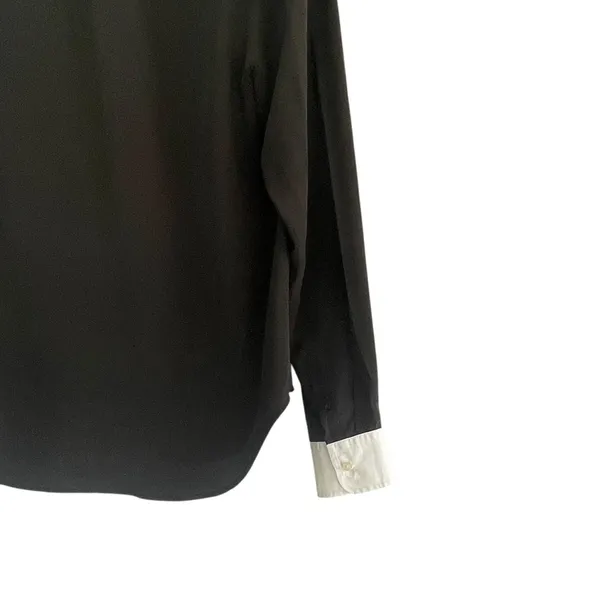 Lauren Ralph Lauren Classic Fit Two-Tone Black and White Silk Shirt size 12P - Image 6