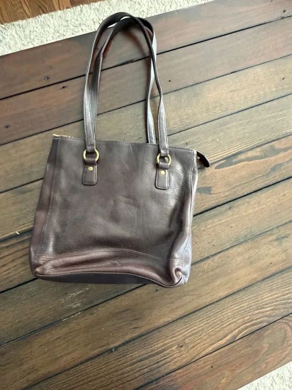 Vintage Dockers Brown Leather Bag Classic Structured Tote - Image 7