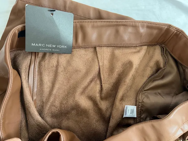 Marc New York Brown Faux Leather High-Rise Cropped Pants With Belt Size 16 NWT - Image 8