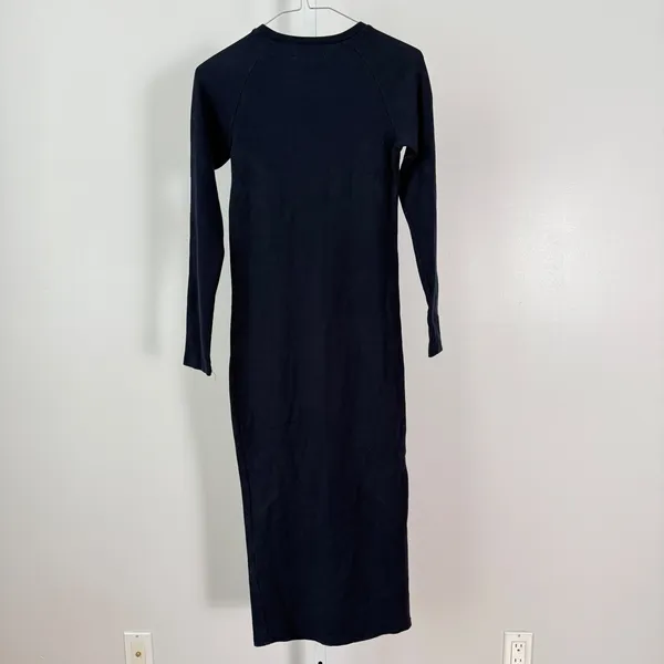 LEGOE Heritage‎ sz 1 Long Sleeve Midi Dress Black Cotton Stretch Cozy Casual - Image 6