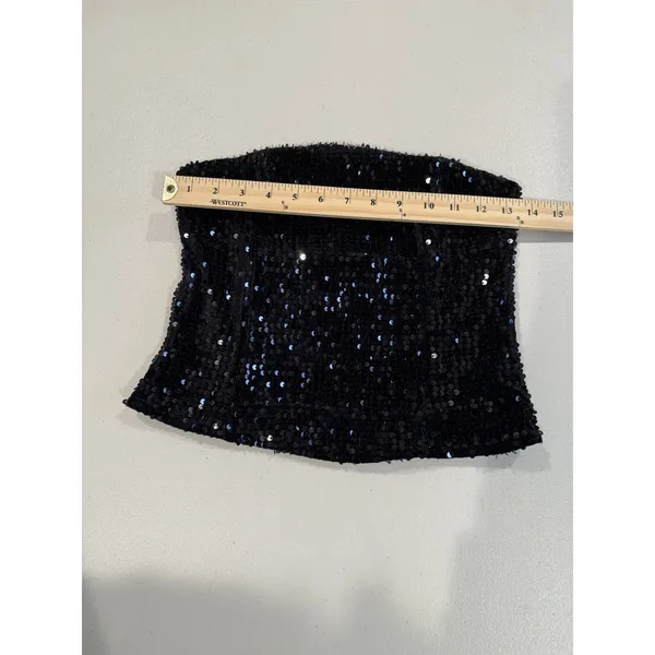 Renvy Sequin Tube Top Womens Small Black Y2K Lined Stretch Whimsigoth Concert - Image 5