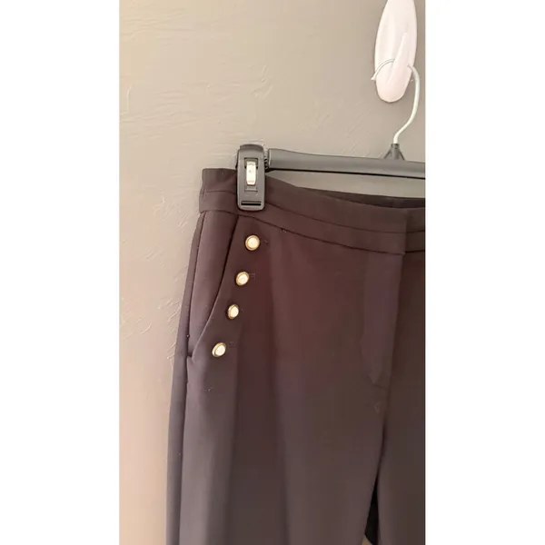The Boot Womens Black Sailor Bootcut‎ Pants Gold Pearl Buttons Size 6 Mid Rise - Image 4