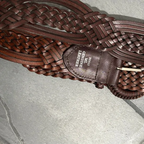 Dark Brown Leather Woven Braided Boho Belt - Image 4