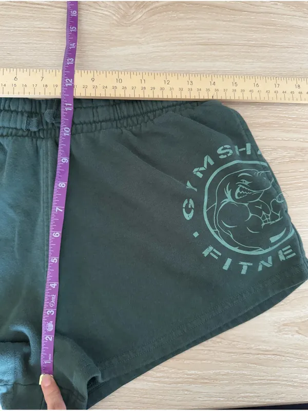 Gymshark Small Legacy Graphic Sweat Shorty Shorts Green Gym Workout - Image 8