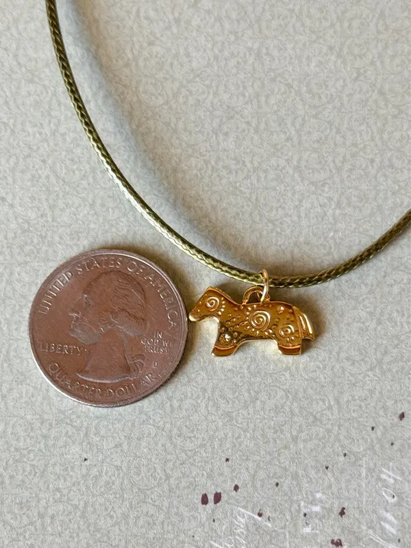 Handmade gold tone stainless steel horse pony necklace💚🎠 - Image 5