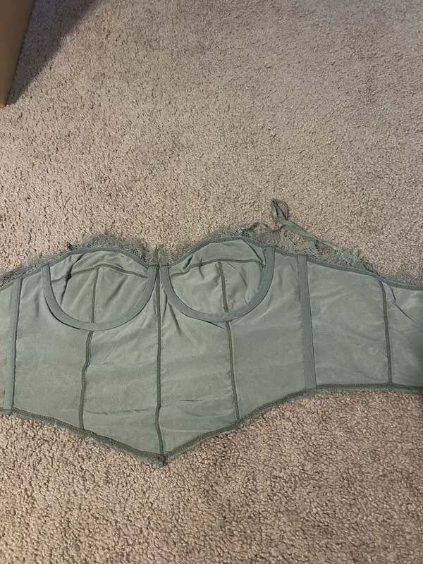 Free people Lace Bustier Crop Top in Sage Green - Image 6