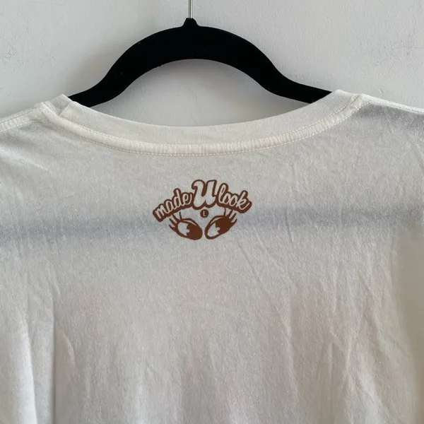 MadeULook Cream Angel Wing Rainbow Sunrise Graphic Tee Size L (FLAW) - Image 6