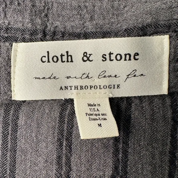 Cloth & Stone Anthropologie Gray Striped Button Down Shirt Dress M - Image 5