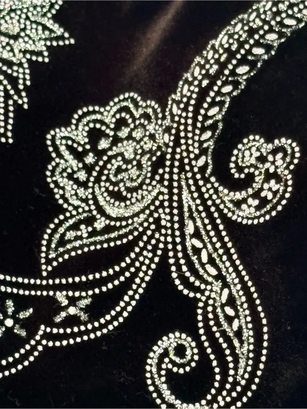 Notations Petite PXL Black Velvet Silver Paisley Floral Shimmer Cardigan - Image 13