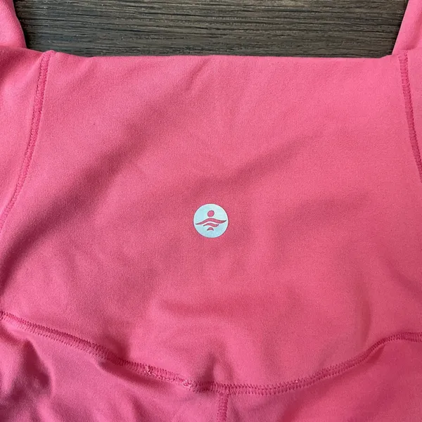 Halara Crossover Waist Leggings Coral Pink High Rise 7/8 Pockets Small Active - Image 4