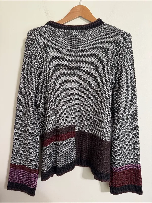 Nic + Zoe Mixed Up Mock-neck Two-Tone Base ColorBlock hem and Cuffs Sweater sz L - Image 3