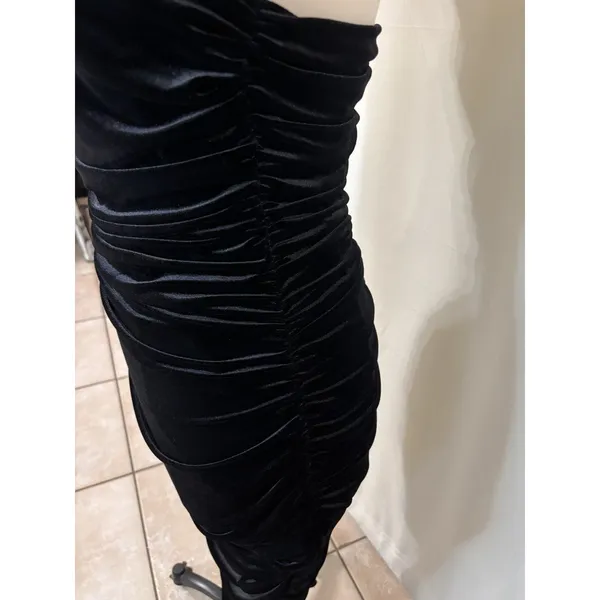 Club L London Seductress Square Neck velvet Ruched Midi Dress Black Sz 10 sexy - Image 9