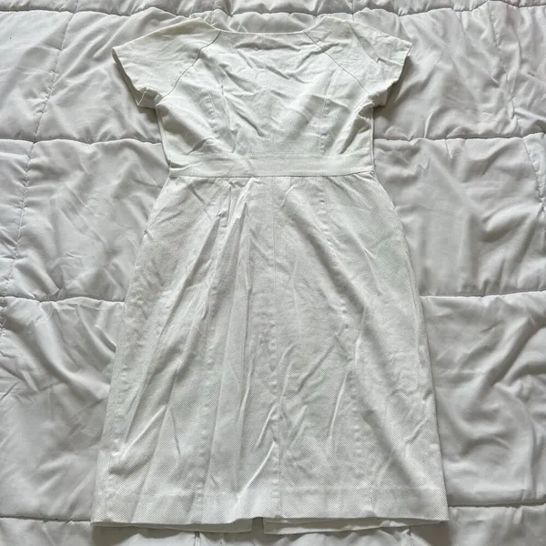 Chetta B Womens 2 White Full Front Zip Sheath Dress Office Casual Business‎ - Image 9