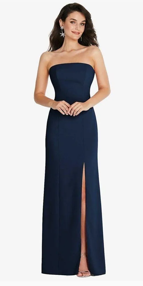 Dessy Collection Navy Blue Strapless Gown - Image 3