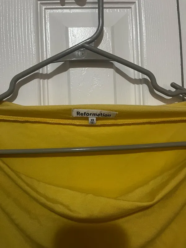 Reformation Eveline Off the Shoulder Dress Yellow Extra Small - Image 4