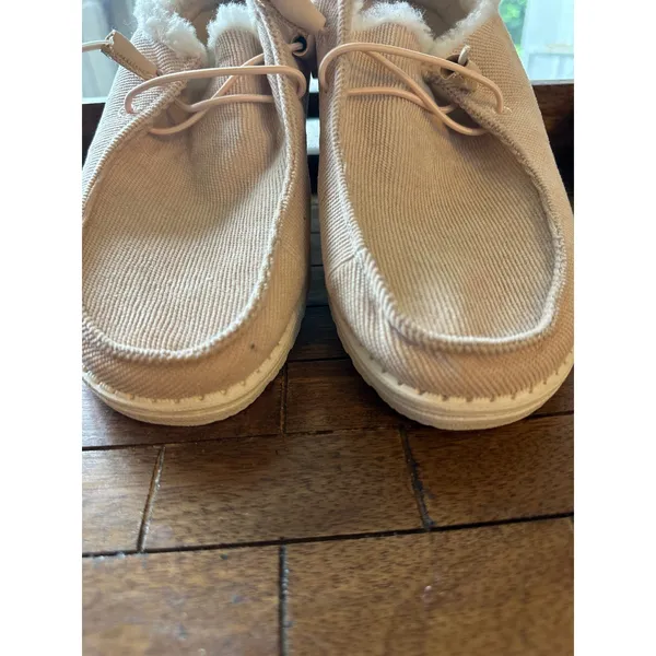 Hey Dude Wendy‎ Corduroy Peach Pink Faux Fur Lined Slip On Loafers Womens Shoes - Image 2
