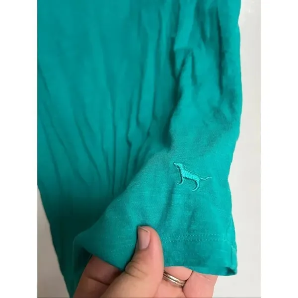 PINK By Victoria’s Secret Teal Open Back T-Shirt Woman’s Size Small FLAWED-MARKS - Image 2