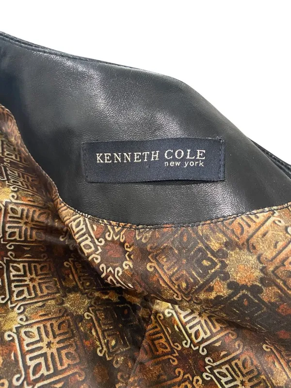 Kenneth Cole New York Y2K Long Line Genuine Leather Jacket Black Size M Soft - Image 3