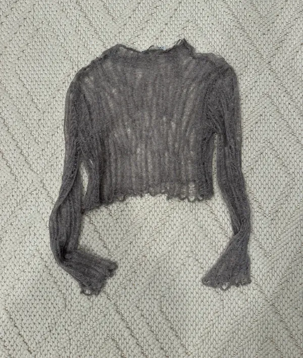 ZARA Grey Open Knit Sweater - Image 4