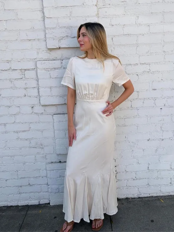 Dissh Campbell Oyster fishtail maxi Dress Cream Size 2 #luxury #designer #wedding - Image 4