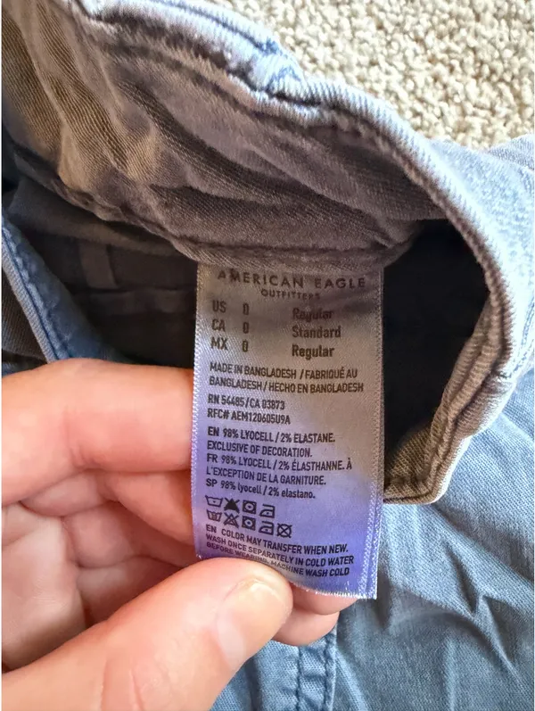 American Eagle Grey/Blue Super High Rise Baggy Wide Leg Stretch Cargo Pants - Image 9