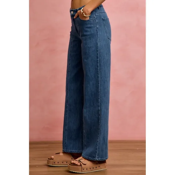SO ME Seam Detail Mid Rise Stretch Denim‎ Jeans - Large - Image 3