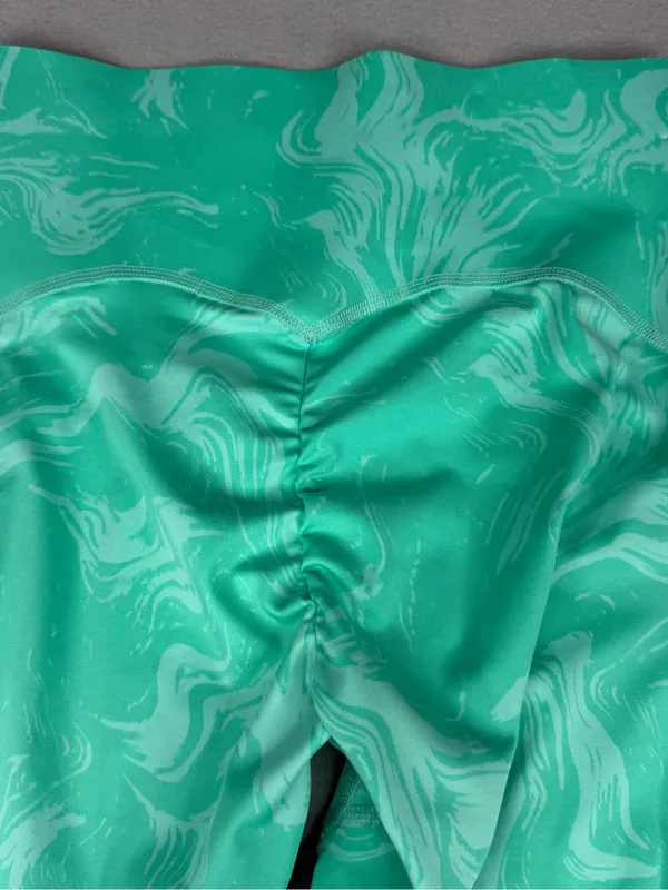 Gymshark Waist Support Leggings M Mint Marble Scrunch High Rise Yoga Gym - Image 4