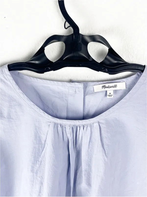 MADEWELL Distant Peri Puff Sleeves Poplin Cutout Crop Top Medium Preppy Casual - Image 6
